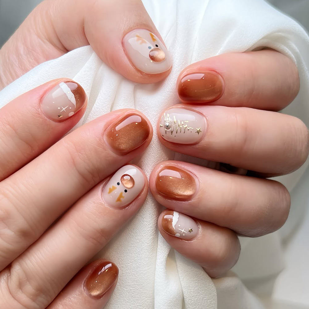 Short Rounded Square Reindeer Nails Short Rounded Square Reindeer Nails — Everyday Winter Nails