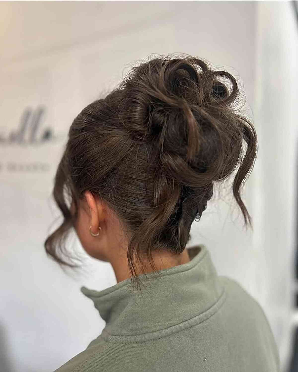 Loose Textured Dark Brown Bun — Winter Bun Hairstyles