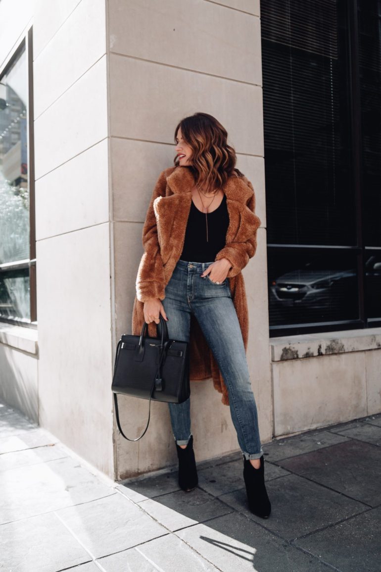 Ankle Boots Outfit Idea — Teddy Coat Outfits