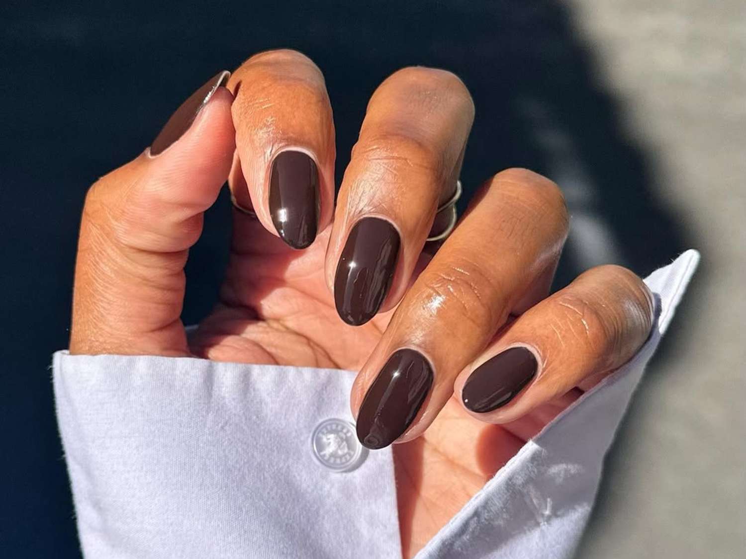 Deep Dark Brown Glossy Oval Nails Deep Dark Brown Glossy Oval Nails — Winter Gel Nail Colors