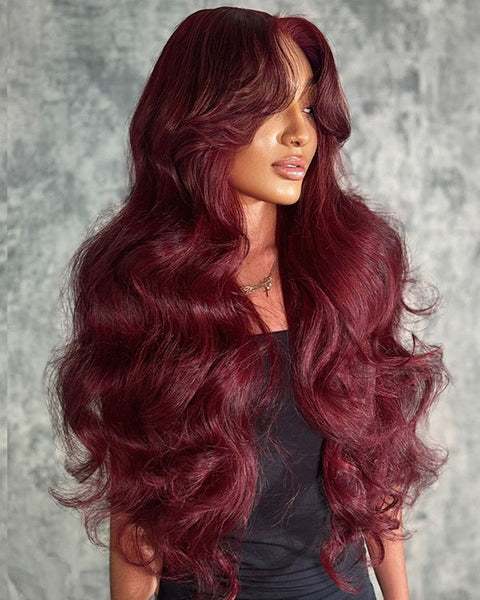 Mahogany With Red Undertones And Curtain Bangs Mahogany With Red Undertones And Curtain Bangs — Mahogany Hair Color