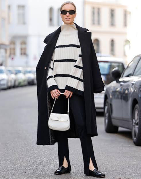 Monochrome Stripes and Split Hems — February Outfits