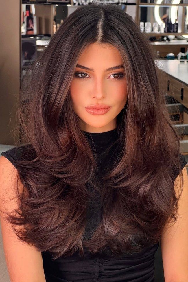 Voluminous Layers In Solid Espresso Voluminous Layers In Solid Espresso — Espresso Brown Hair