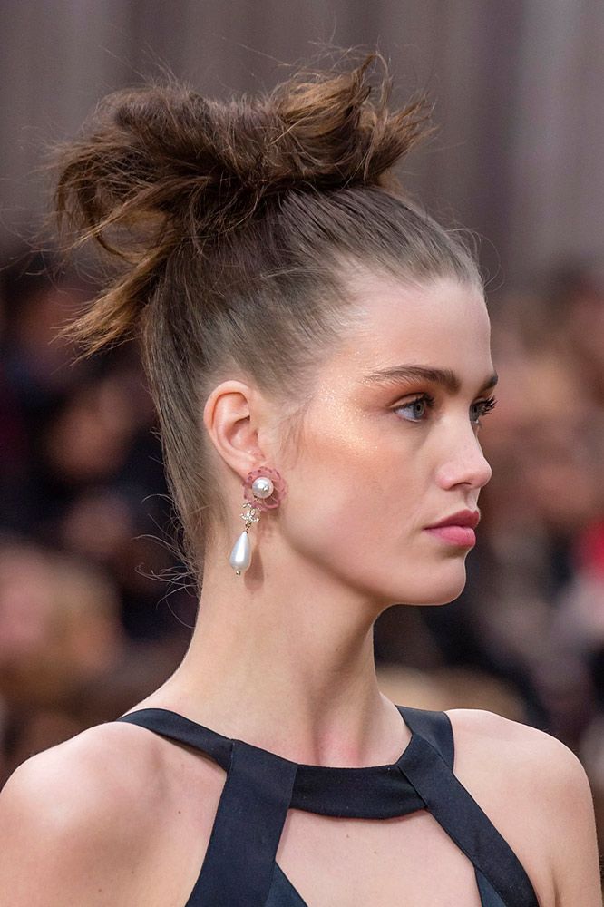 Voluminous Textured Dark Brown Updo — Winter Bun Hairstyles
