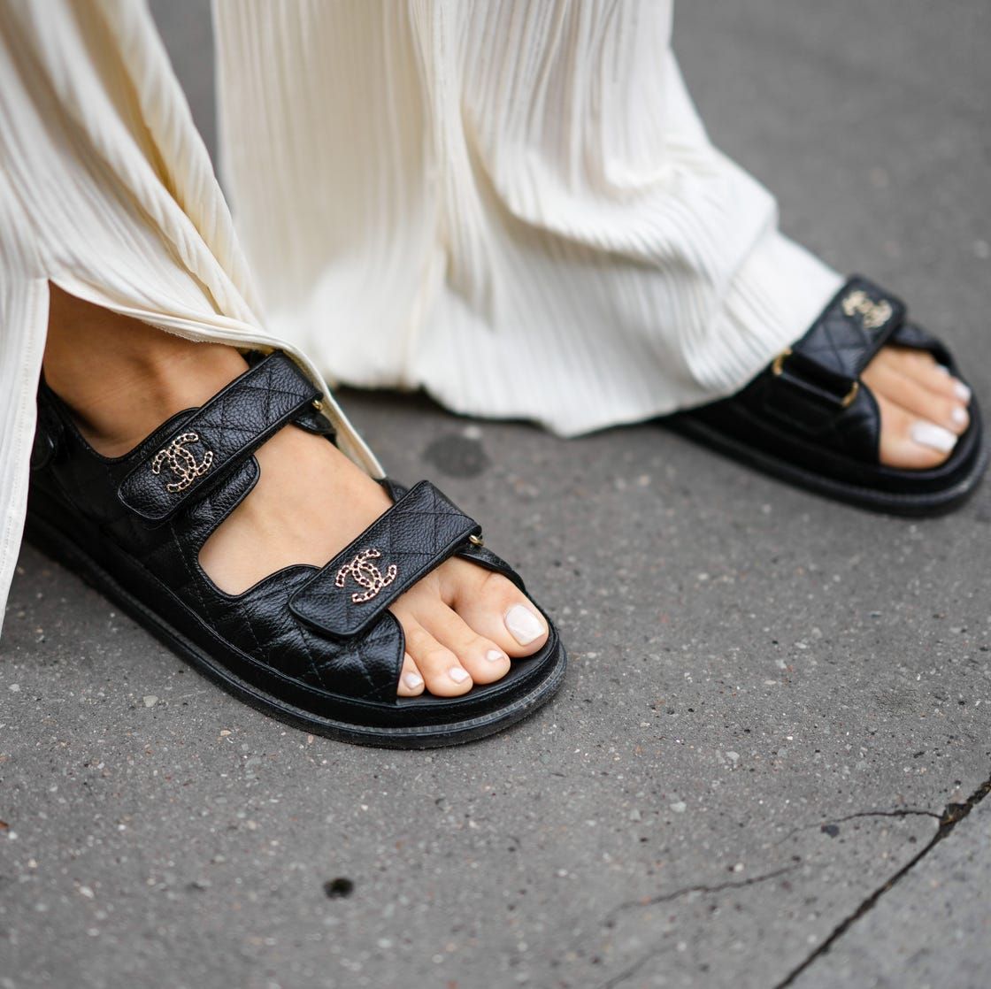 Sheer White French Elegant Sandals — Winter Pedicure Colors