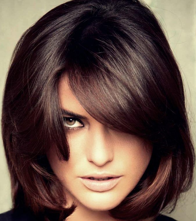 Dark Brown Bob With Auburn Highlights and Waves — Winter Haircuts with Bangs