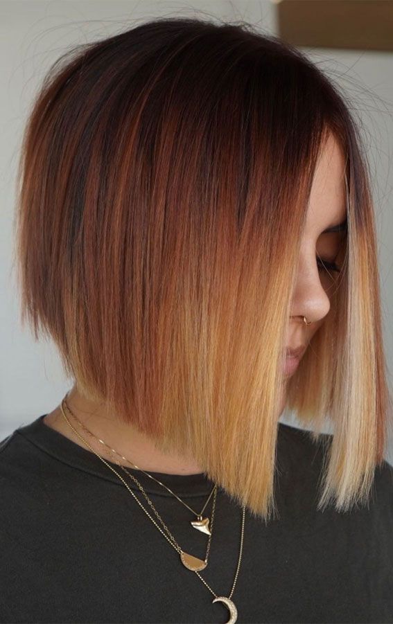 Ombre Amber To Blonde Visual Idea — Winter Hair Colors for Short Hair