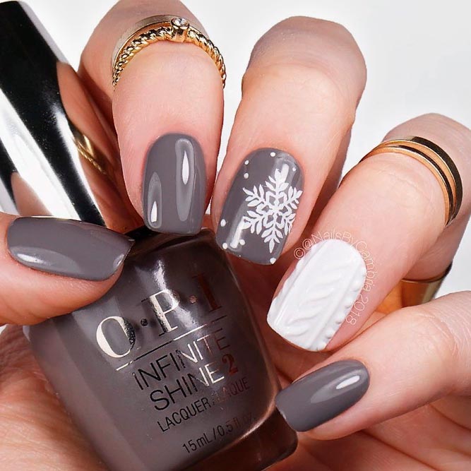 Short Square Cable Knit Grey Nails Short Square Cable Knit Grey Nails — Winter Gray Nails