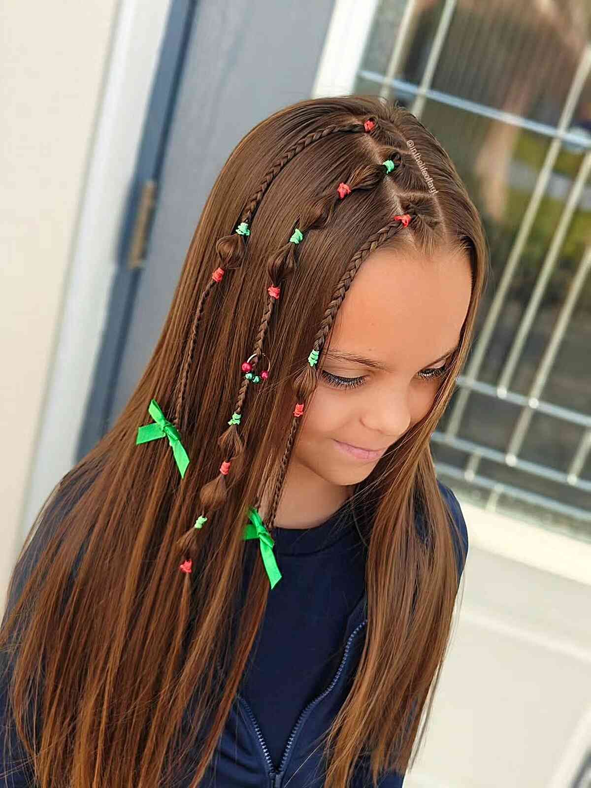 Brown With Blonde Highlights Visual Idea — Winter Hairstyles for Kids