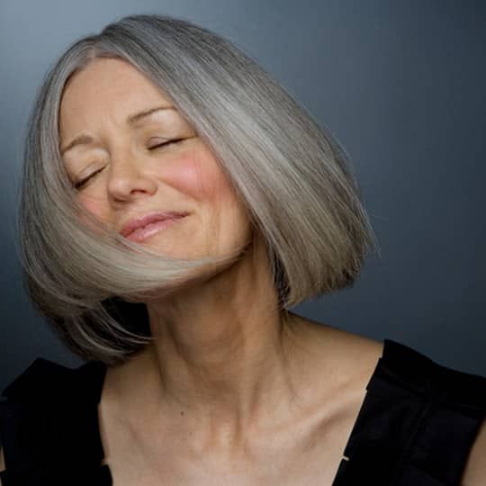 Collarbone Bob With Grey Highlights Collarbone Bob With Grey Highlights — Winter Hairstyles for Women Over 70