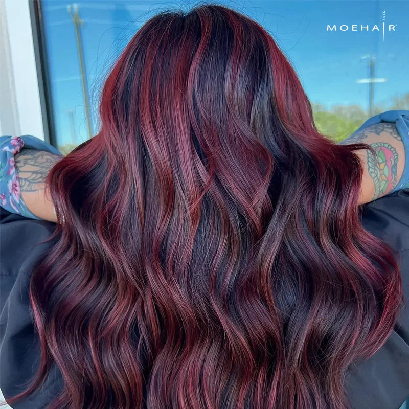 Deep Mahogany With Lighter Streaks Deep Mahogany With Lighter Streaks — Mahogany Hair Color
