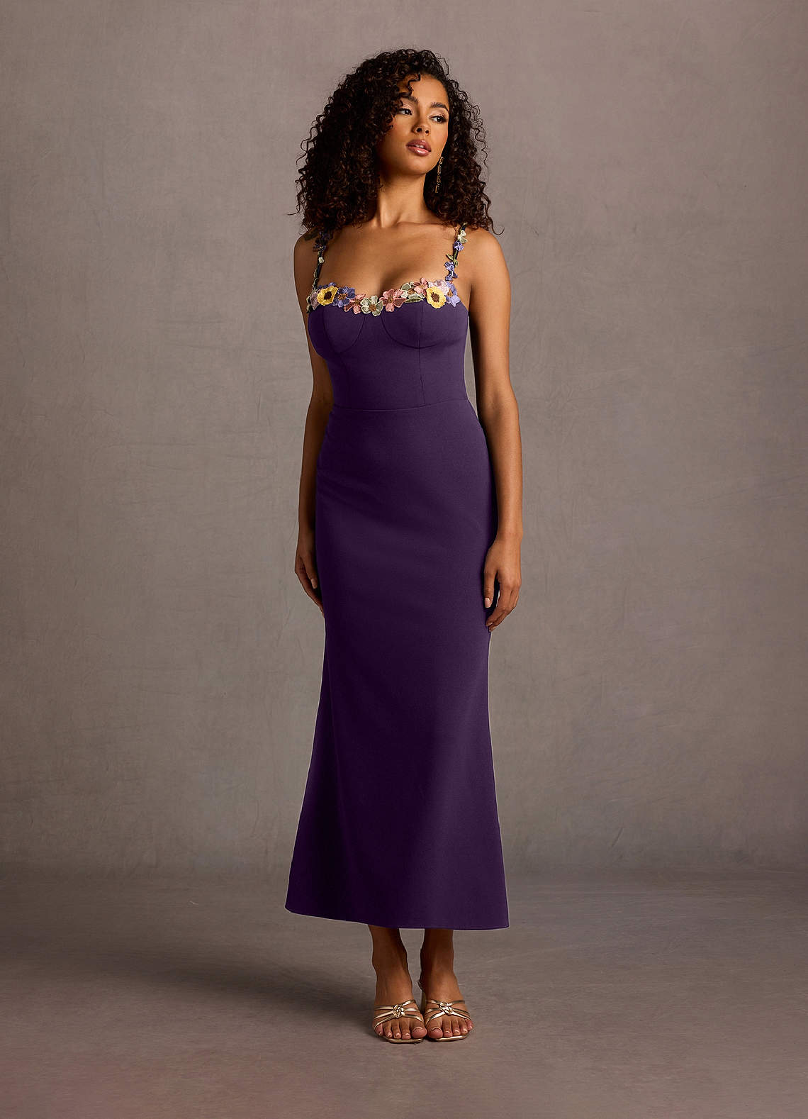 Dark Purple Maxi Dress with Sweetheart Neckline and Embroidery — Royal Purple Outfits