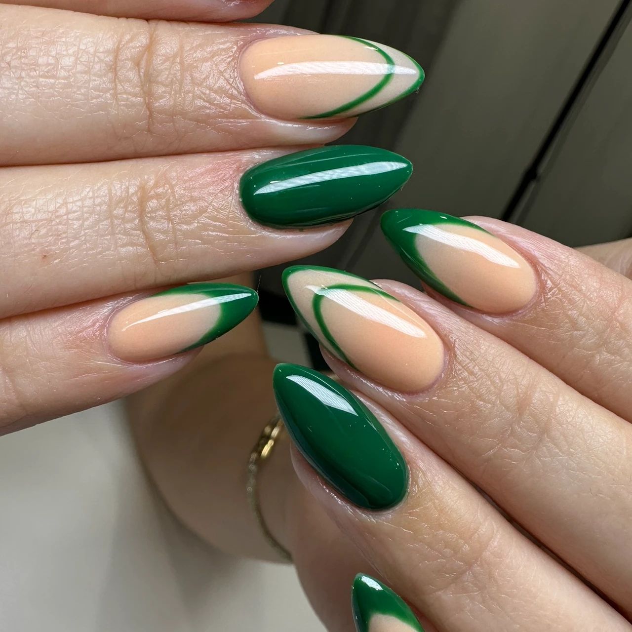 Green French Tips Visual Idea — Emerald Green Nails