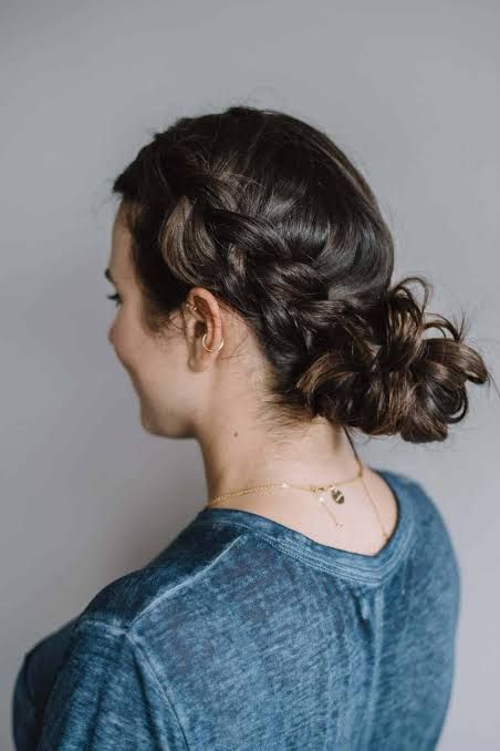 Dark Brown Braided Updo With Loose Tendrils Dark Brown Braided Updo With Loose Tendrils — Easy Winter Hairstyles