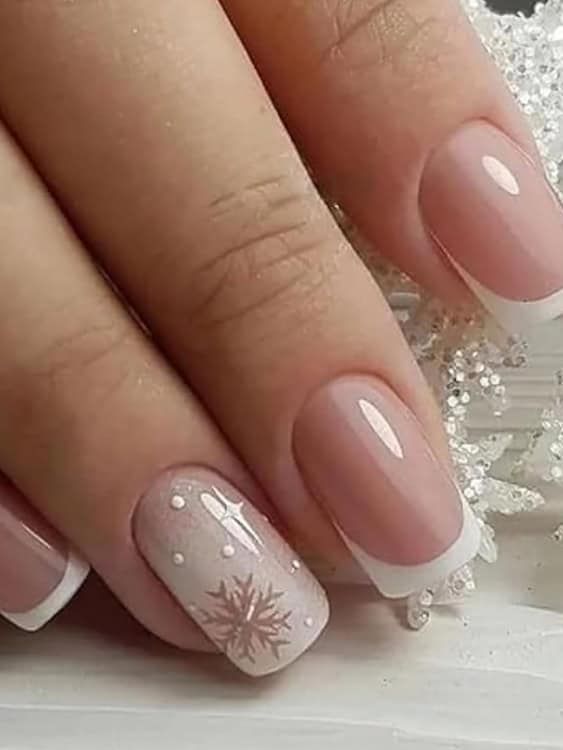 One Hand Visual Idea One Hand Visual Idea — Winter French Tip Nails