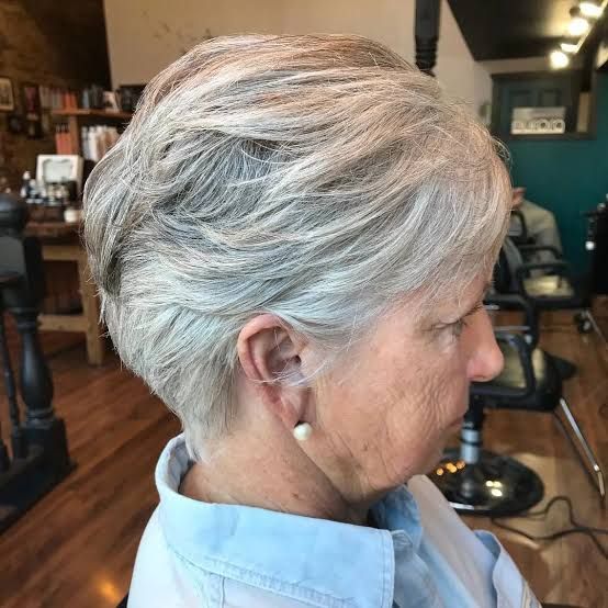 Silver Grey Visual Idea — Winter Haircuts for Women Over 70