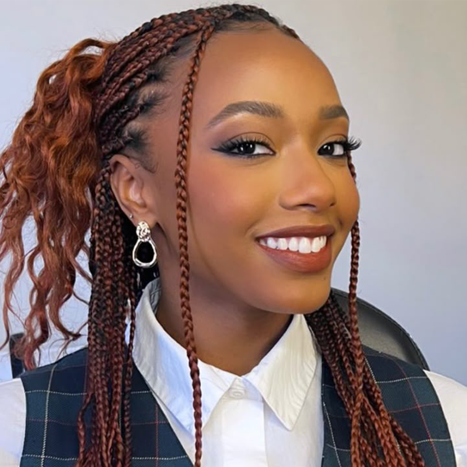 Copper Red Braids High Ponytail — Winter Braid Colors for Black Women