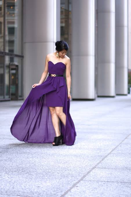 Dramatic Royal Purple High-Low Chiffon Maxi Dress — Royal Purple Outfits