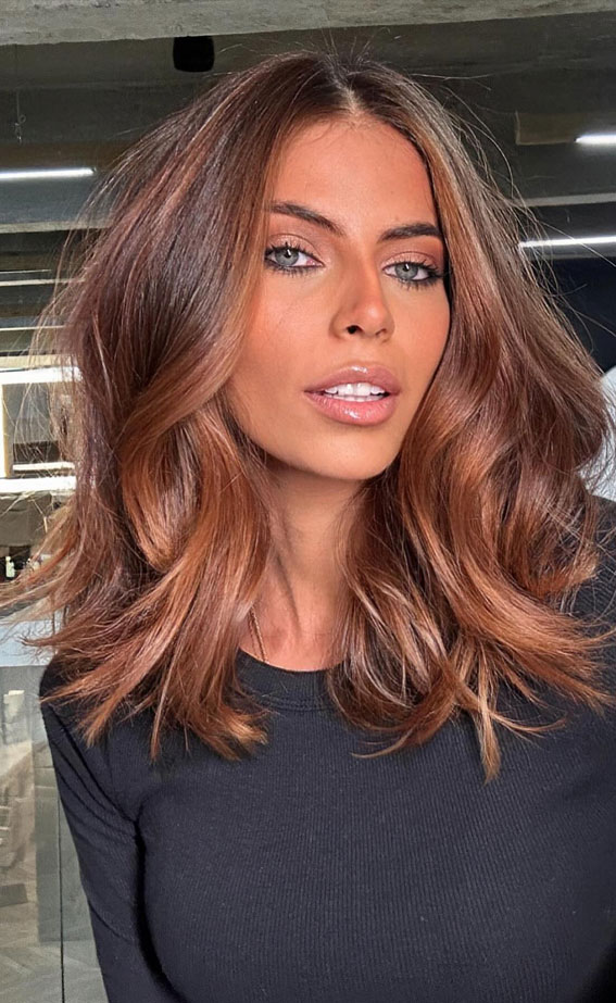 Toasted Caramel Wavy Lob — Winter Lob Haircuts