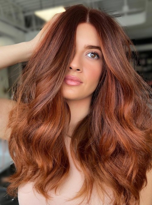 Warm Copper Red With Auburn Highlights Warm Copper Red With Auburn Highlights — Winter Hair Colors for Redheads