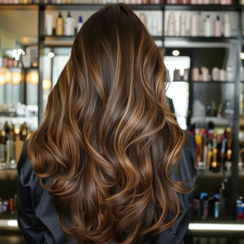 Dark Brown With Caramel and Blonde Highlights — Winter Hair Colors for Plus Size Women