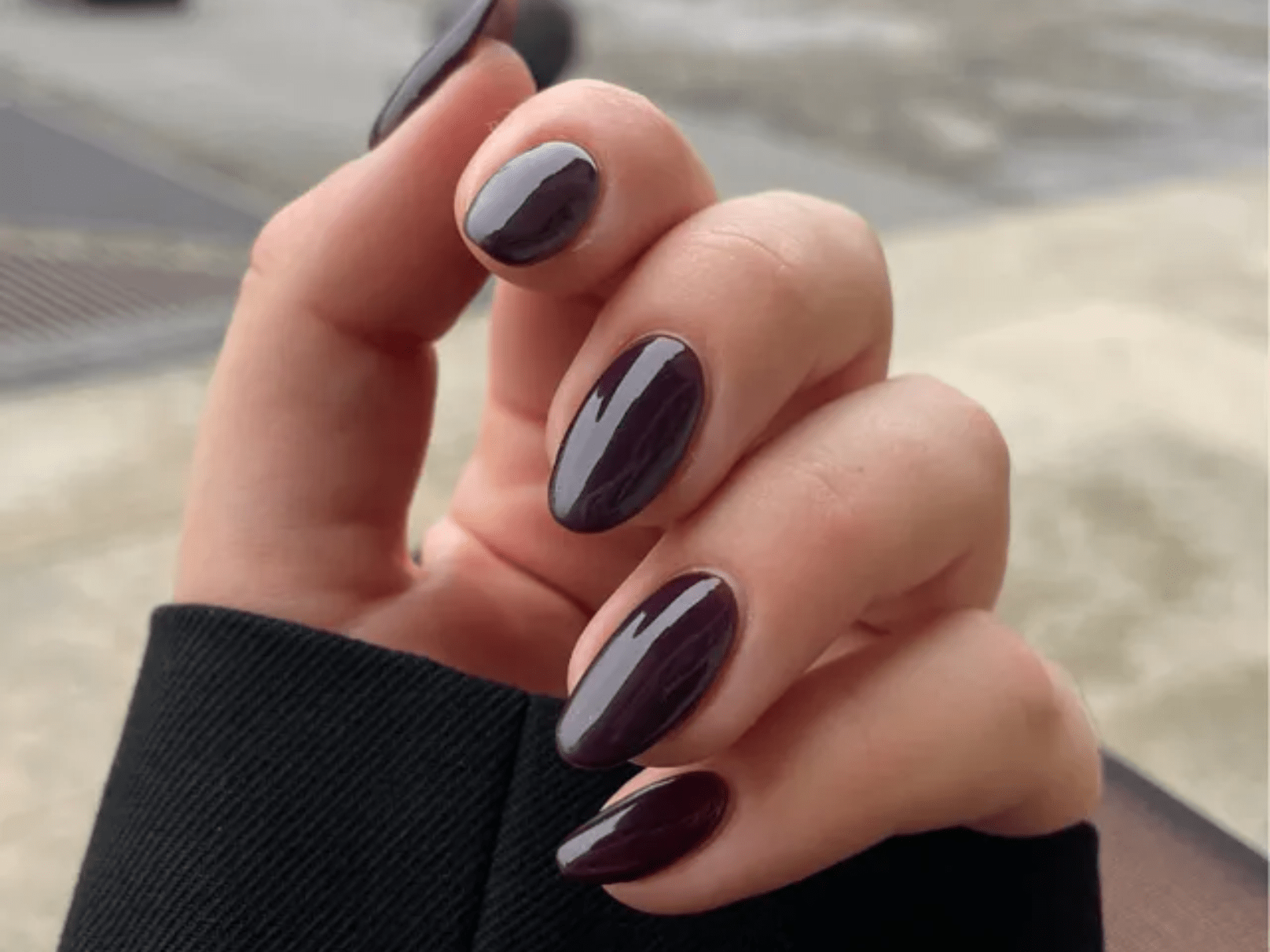 Almost Black Red with White Lines Almost Black Red with White Lines — Black Cherry Nails