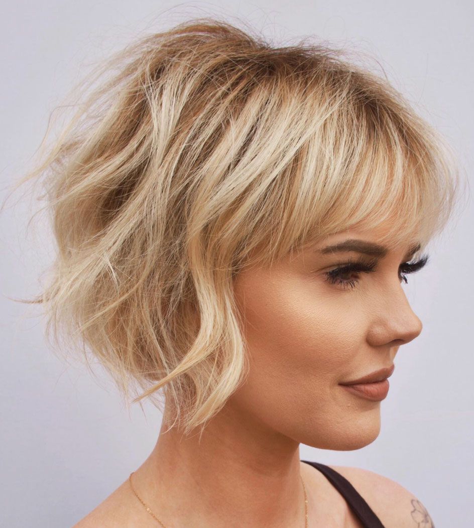 Textured Ash Blonde Bob — Winter Hair Colors for Short Hair