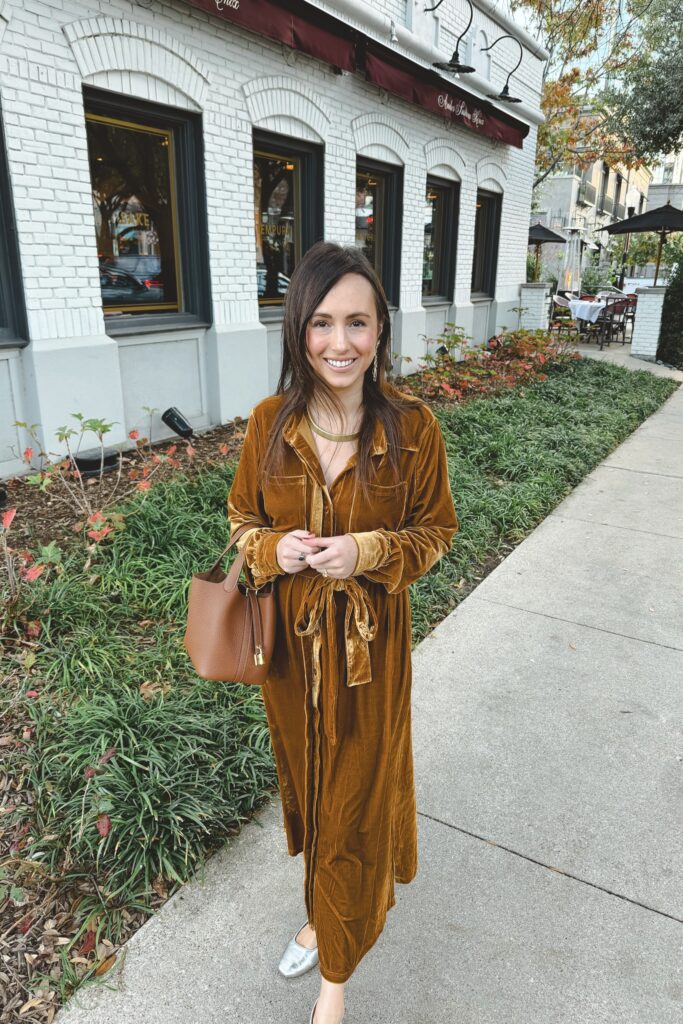 Velvet Shirt Dress for an Elegant Daytime Look — February Outfits