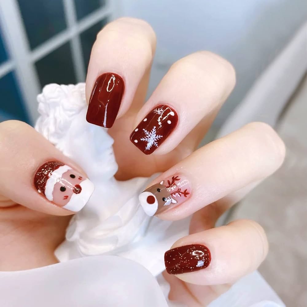 Whimsical Christmas Character Art Whimsical Christmas Character Art — Short Winter Acrylic Nails