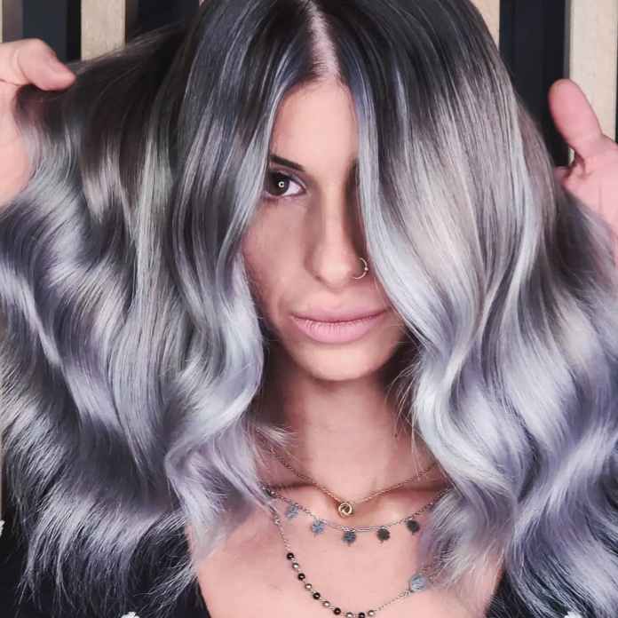 Cool Grey to Silver Purple Ombre — Winter Ombre Hair