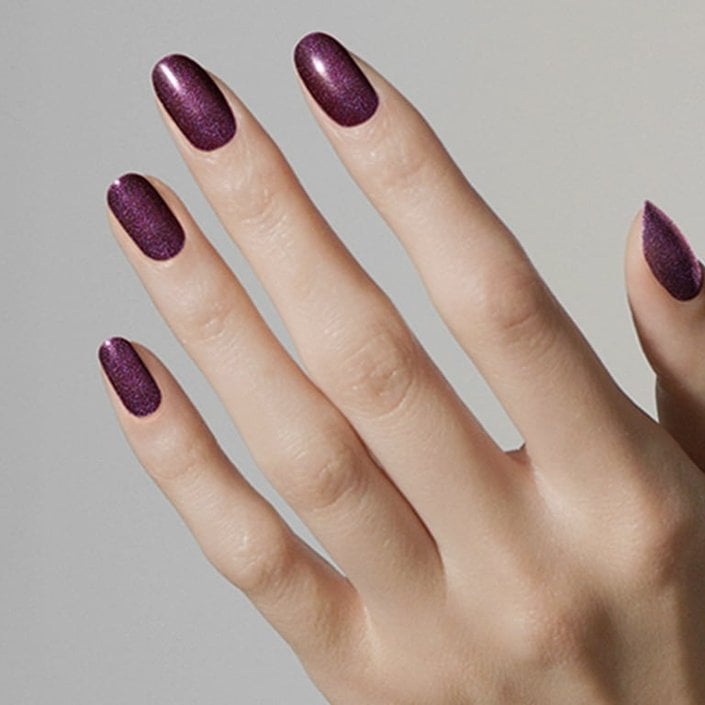Shimmering Deep Purple Medium Almond Shimmering Deep Purple Medium Almond — Winter Nail Colors for Women Over 50