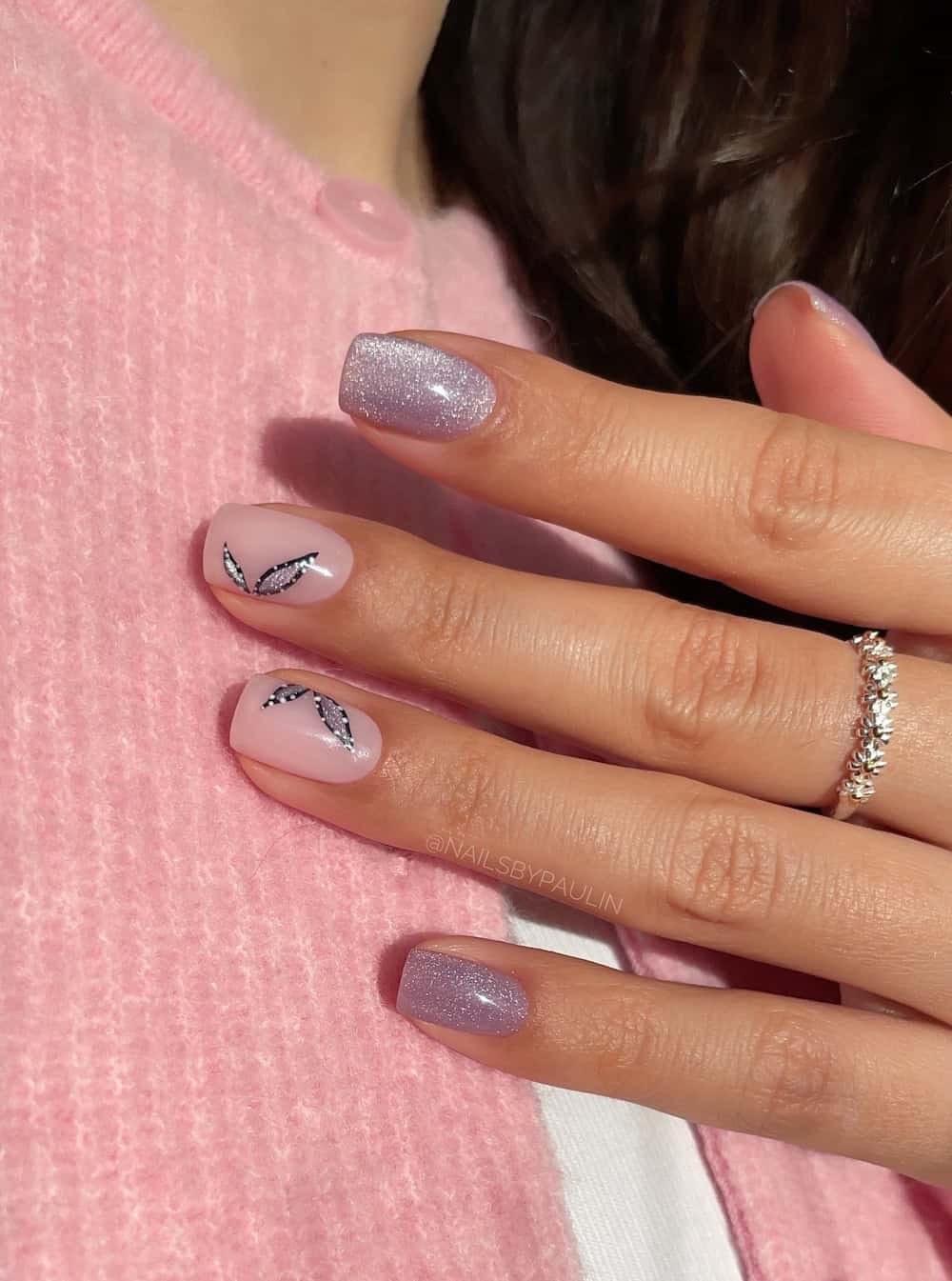 Pastel Floral French Matte Accent Pastel Floral French Matte Accent — Winter to Spring Transition Nails
