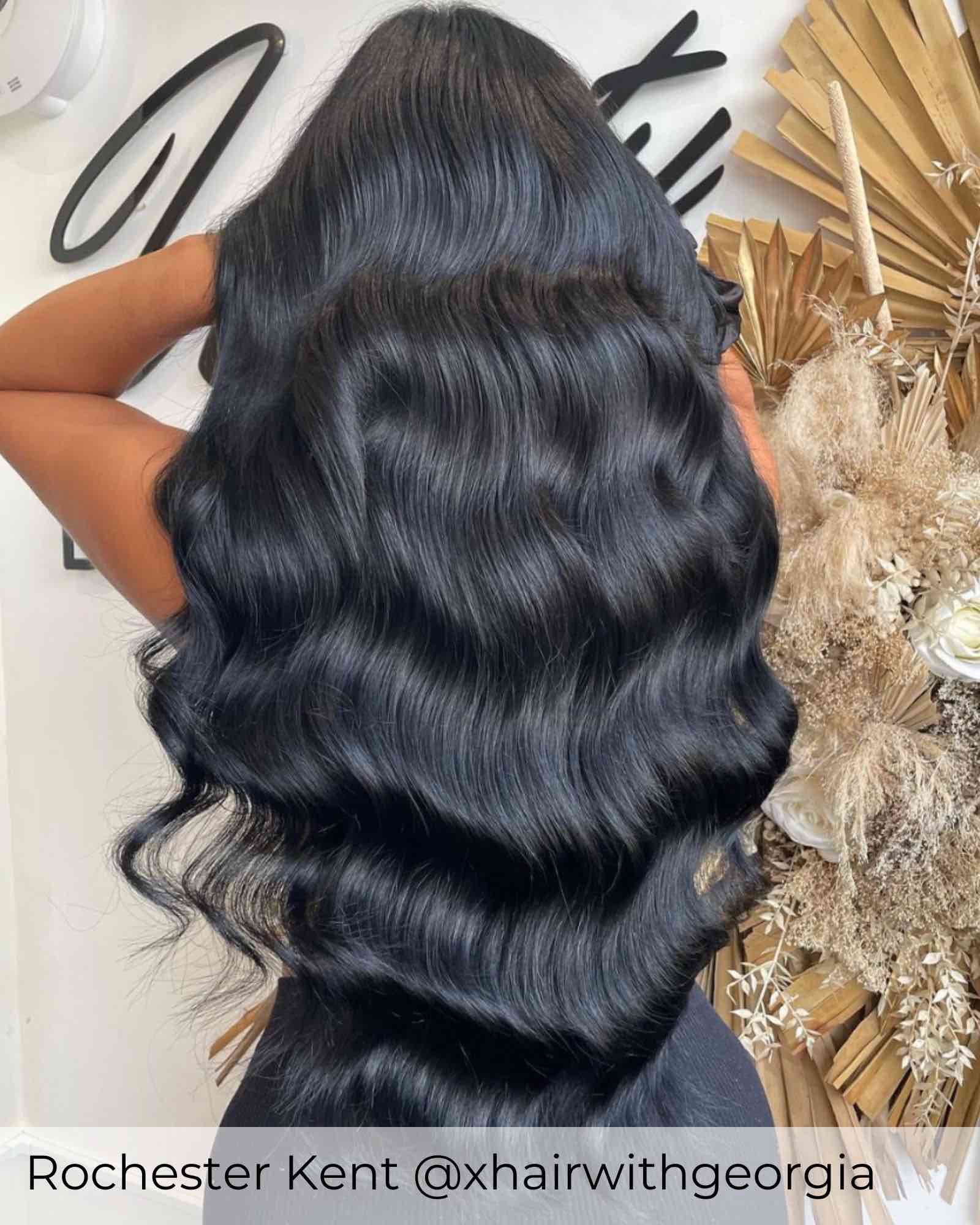 The Deep Uniform Black Color Jet Black Mid-Back Loose Waves The Deep Uniform Black Color Jet Black Mid-Back Loose Waves — Jet Black Hair