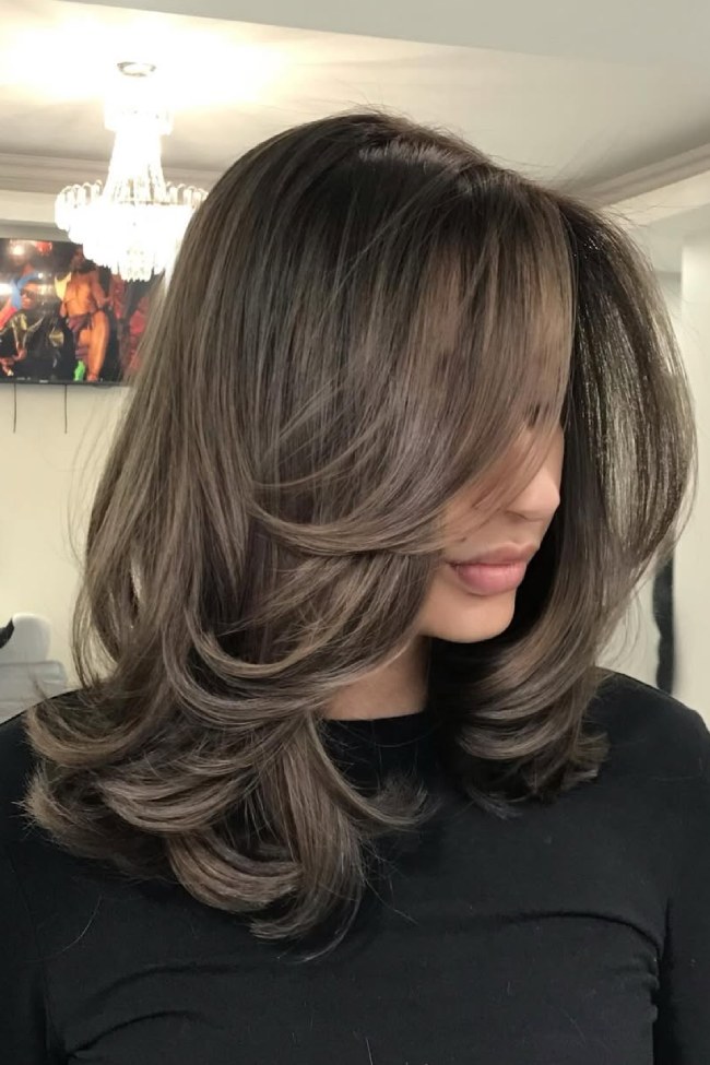 Layered Shag With Ash Highlights — Ash Brown Hair