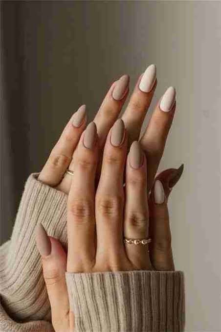 Long Almond Matte Nude Mix Long Almond Matte Nude Mix — Winter Nude Nails