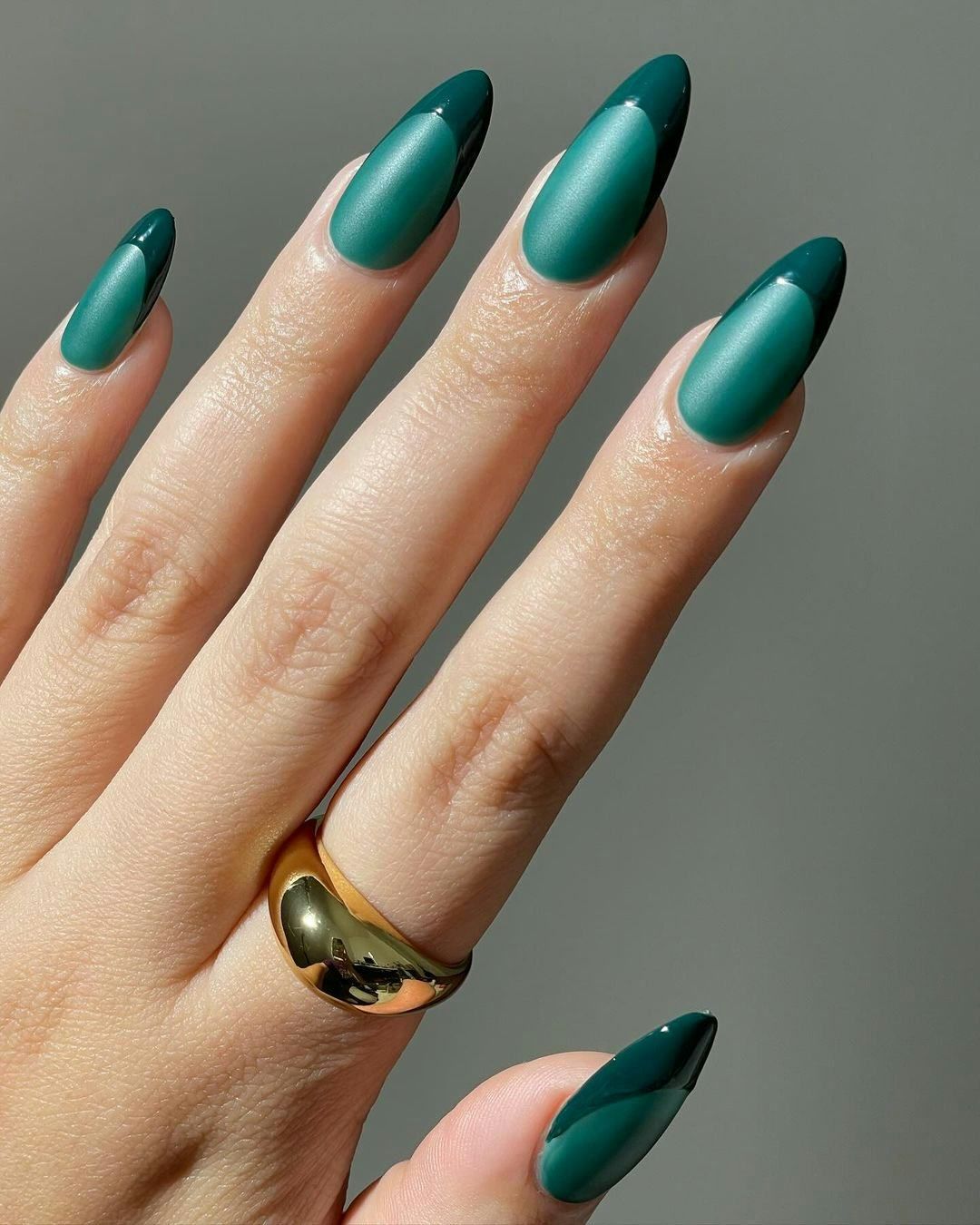 Nail Shape And Length E G Medium Almond Visual Idea — Emerald Green Nails