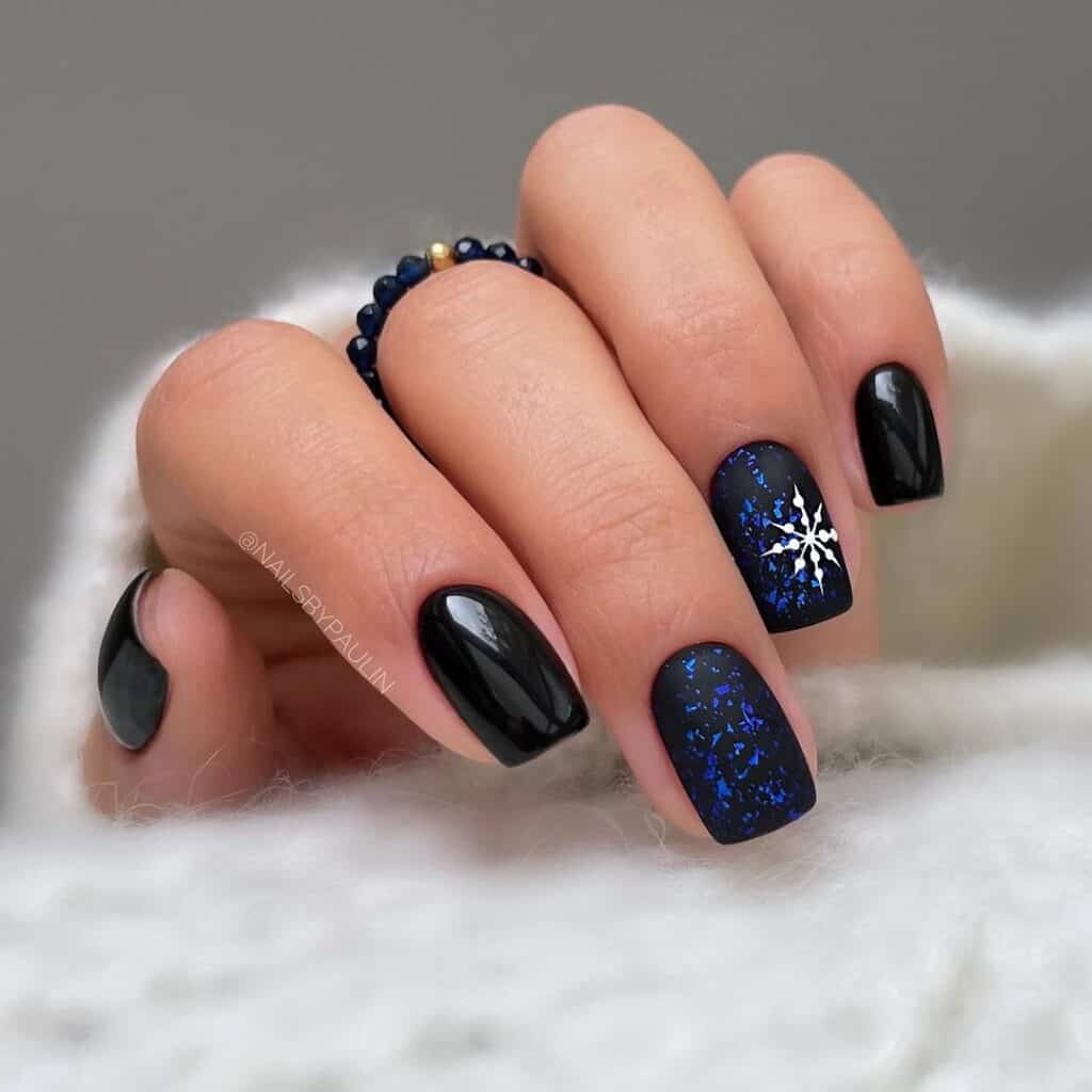Matte Black Winter Mix with Accents Matte Black Winter Mix with Accents — Winter Black Nails