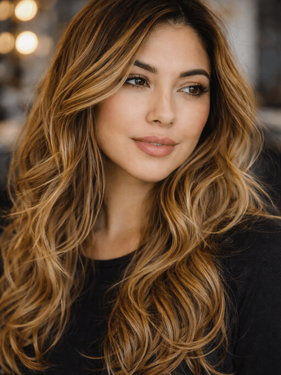 Medium Brown With Subtle Ash Blonde Highlights — Winter Hair Colors for Olive Skin