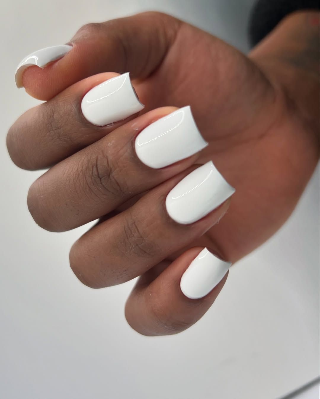 Short Square Bright White Glossy — Winter Nail Colors