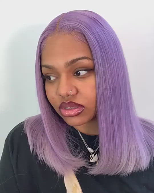 Collarbone Uniform Light Plum Bob — Plum Hair Color