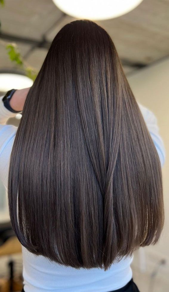 Visual Idea — Long Dark Chocolate Brown Hair