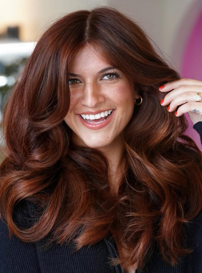 Mahogany Brown With Copper Auburn Highlights Mahogany Brown With Copper Auburn Highlights — Mahogany Hair Color