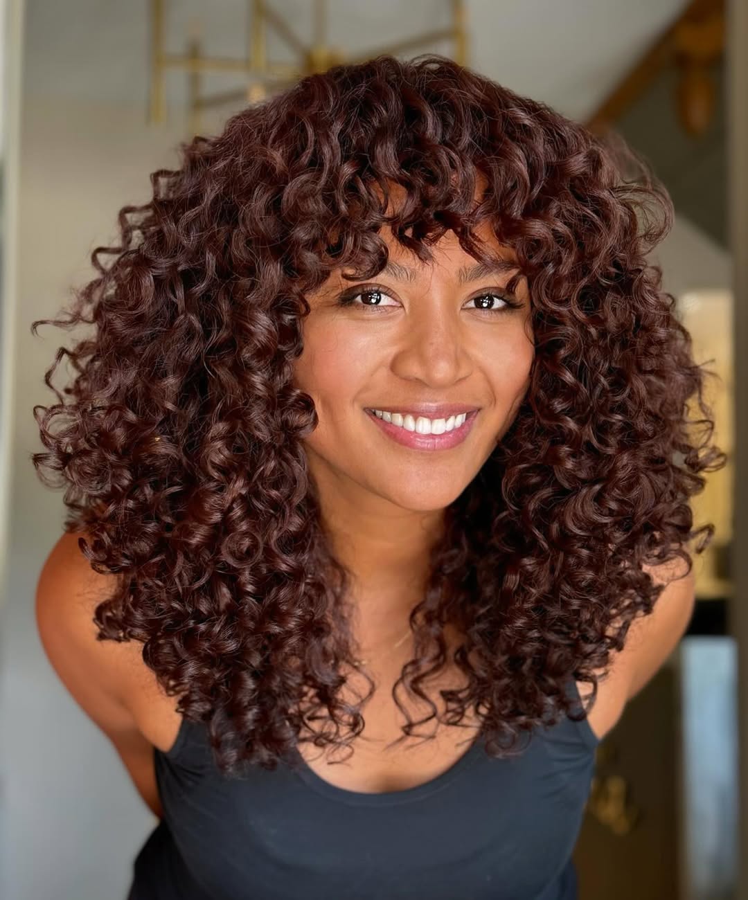 Dark Brown With Auburn Tones Dark Brown With Auburn Tones — Winter Hair Colors for Curly Hair