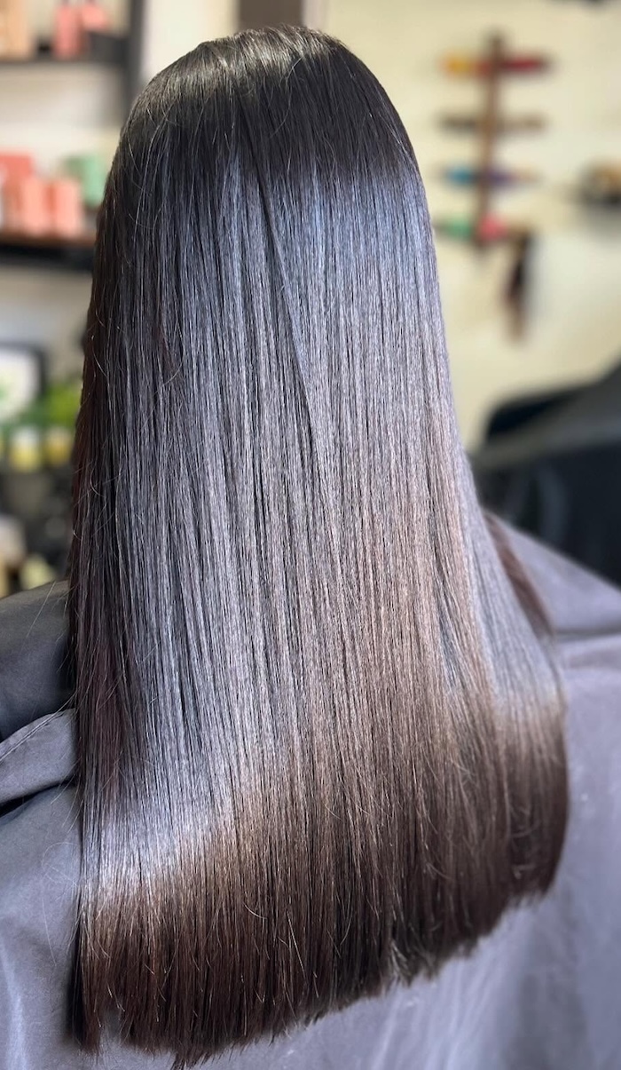 Mid-Back Blunt Cut with Ombre — Winter Haircuts for Straight Hair