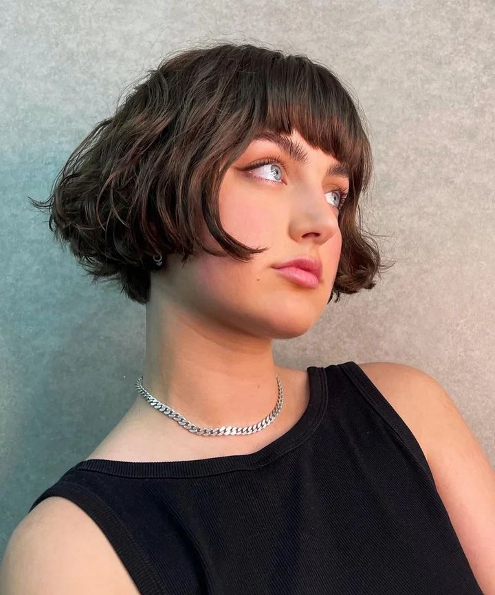 Dark Brown Bob With Micro Bangs — Winter Bob Haircuts