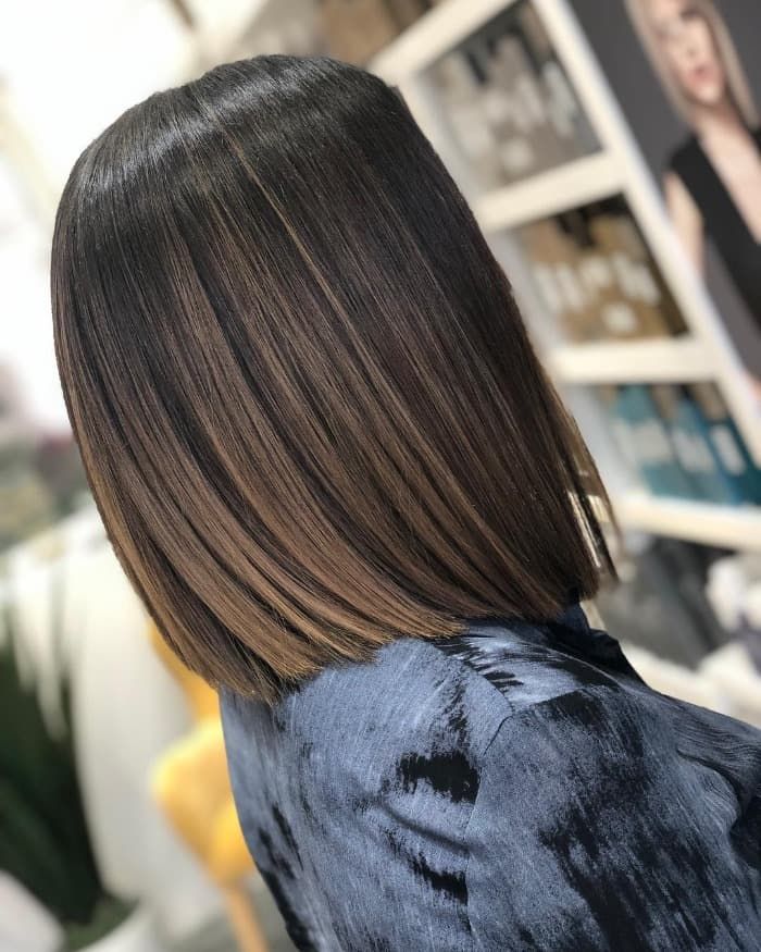 Sleek Bob with Dark to Medium Brown Ombre — Winter Ombre Hair
