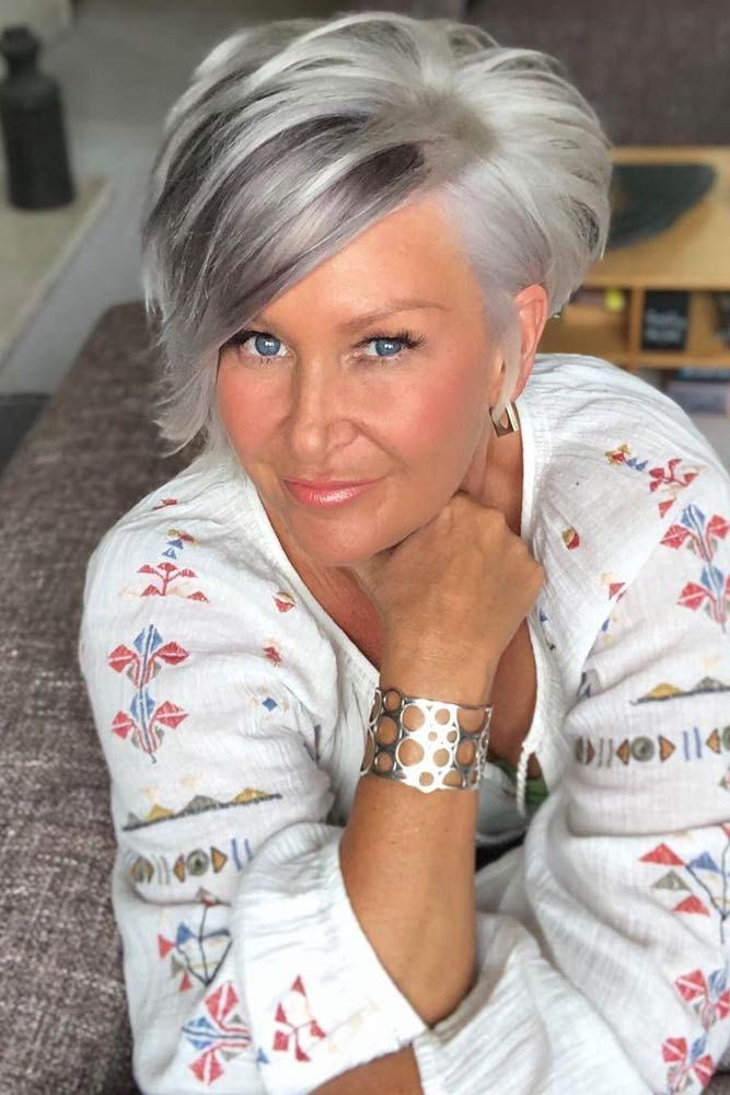 Asymmetrical Grey Pixie — Winter Hairstyles for Women Over 60