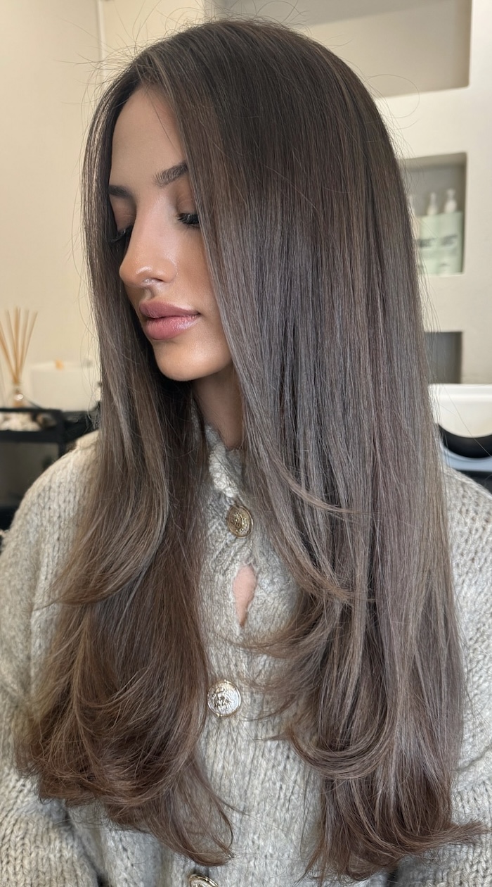 Velvet Ash Brown With Ashy Dimension Long Ash Brown With Subtle Highlights — Ash Brown Hair