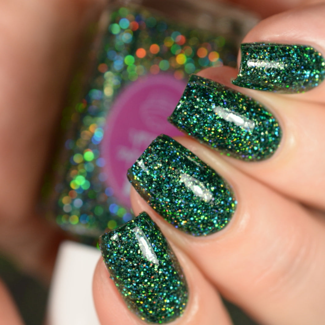 Emerald Green Glitter Short Square — Emerald Green Nails