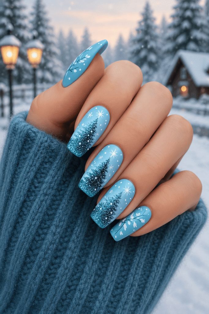 Matte Glossy Visual Idea Matte Glossy Visual Idea — Winter Blue Nails